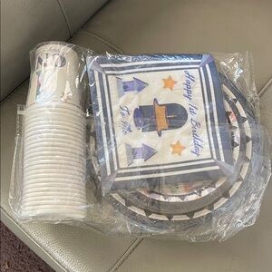 Birthday Party Supplies Set - Blue and White